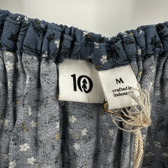 tentree Woven Canyon Blue Flourish Floral Smocked Crepe Dress Cottagecore Medium - Picture 5 of 12